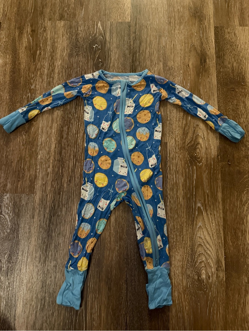 Little Sleepies Blue Space Cookie & Milk Print Kids One-Piece